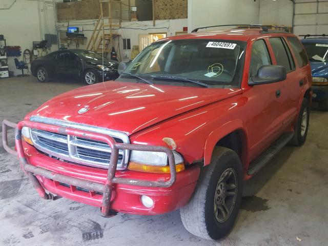 1B4HS48N52F110222 - 2002 DODGE DURANGO SL RED photo 2