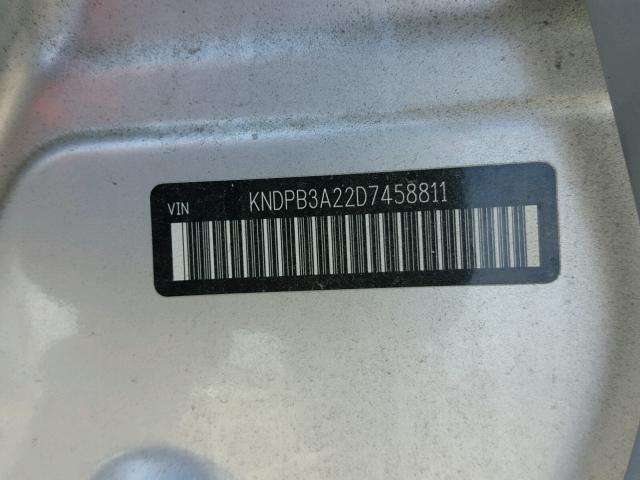 KNDPB3A22D7458811 - 2013 KIA SPORTAGE B SILVER photo 10