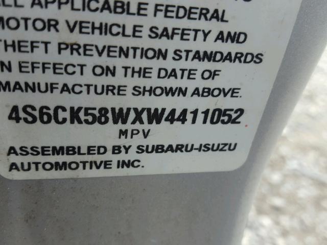 4S6CK58WXW4411052 - 1998 HONDA PASSPORT E SILVER photo 10