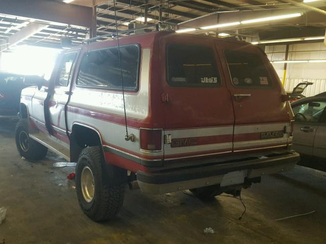 1GDEV16K7MF502346 - 1991 GMC SUBURBAN V RED photo 3