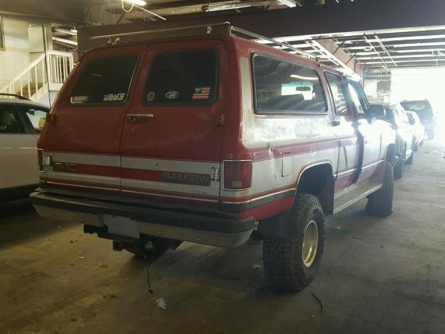 1GDEV16K7MF502346 - 1991 GMC SUBURBAN V RED photo 4