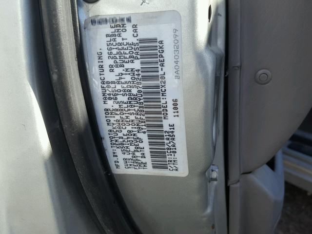 4T1BF28B8YU078244 - 2000 TOYOTA AVALON XL SILVER photo 10