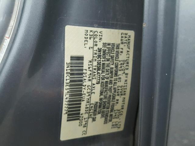 3N1BC13E59L477779 - 2009 NISSAN VERSA S GRAY photo 10