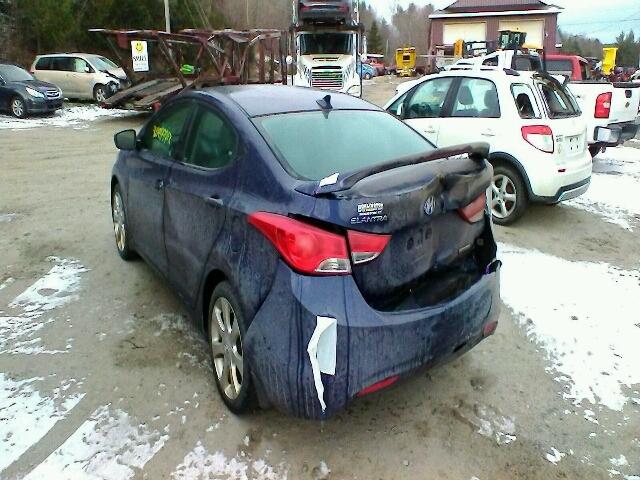 5NPDH4AE4CH102615 - 2012 HYUNDAI ELANTRA GL BLUE photo 3