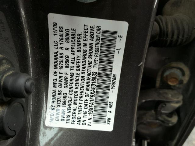 19XFA1F9XAE016833 - 2010 HONDA CIVIC EXL 棕色 照片 10