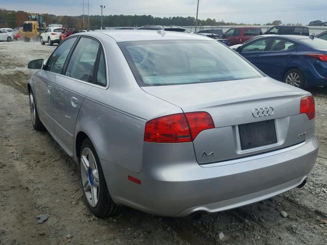 WAUDF78E28A095219 - 2008 AUDI A4 2.0T QU SILVER photo 3