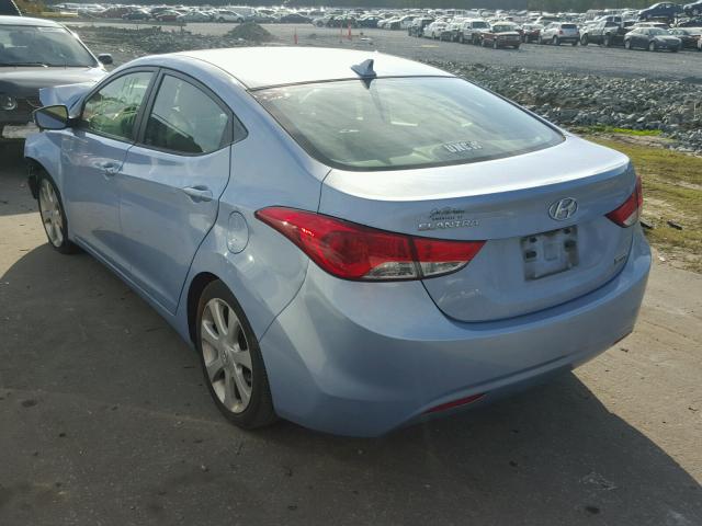 KMHDH4AE9CU493018 - 2012 HYUNDAI ELANTRA GL BLUE photo 3