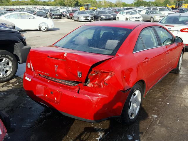 1G2ZF58BX74199638 - 2007 PONTIAC G6 VALUE L RED photo 4