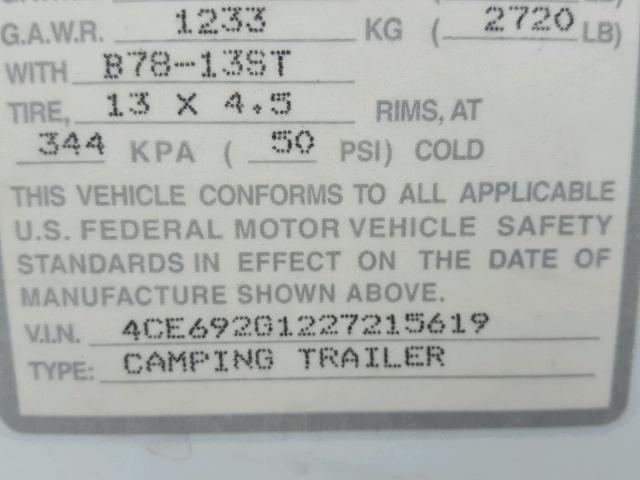 4CE692G1227215619 - 2002 COLE TAOS 白色 照片 10