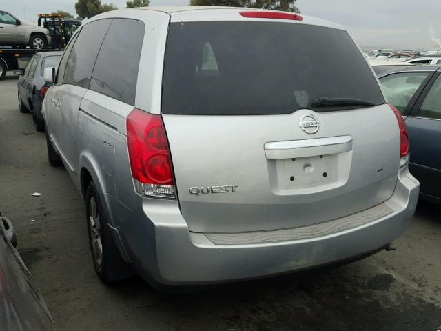 5N1BV28U18N109204 - 2008 NISSAN QUEST S SILVER photo 3