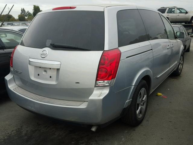 5N1BV28U18N109204 - 2008 NISSAN QUEST S SILVER photo 4