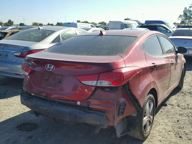 5NPDH4AE9DH268386 - 2013 HYUNDAI ELANTRA GL RED photo 4