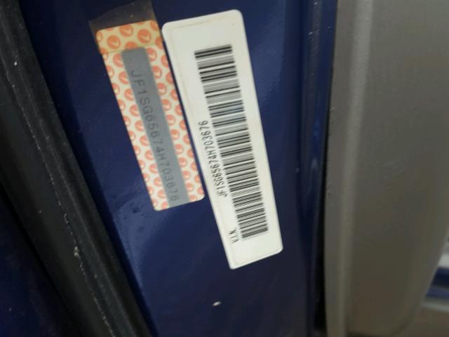 JF1SG65674H703676 - 2004 SUBARU FORESTER 2 BLUE photo 10