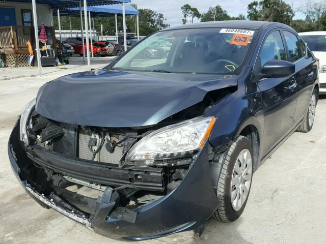 3N1AB7AP3EL608546 - 2014 NISSAN SENTRA S BLUE photo 2