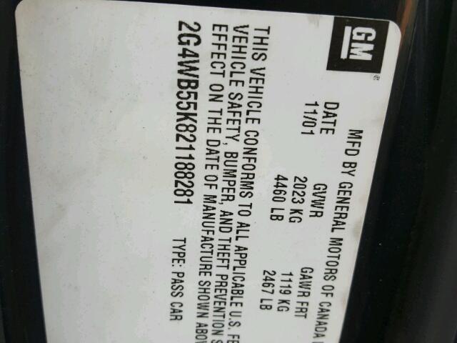 2G4WB55K821188281 - 2002 BUICK REGAL LS 黑色 照片 10