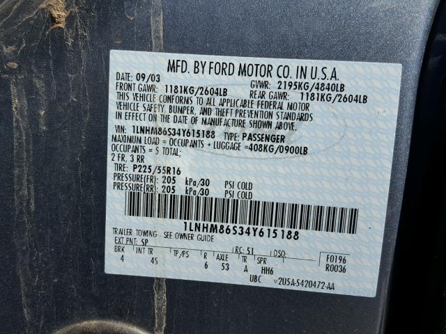 1LNHM86S34Y615188 - 2004 LINCOLN LS 蓝色 照片 10