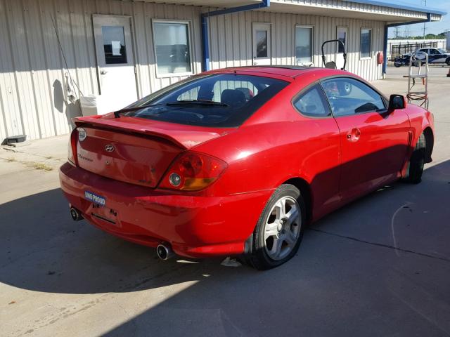 KMHHN65F83U051291 - 2003 HYUNDAI TIBURON RED photo 4