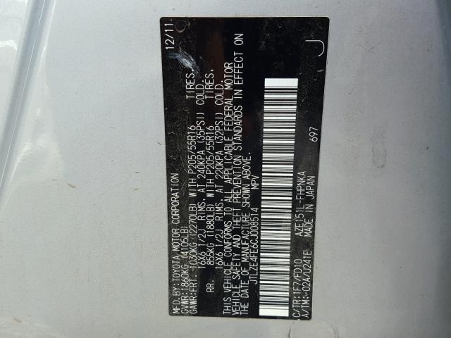 JTLZE4FE6CJ008514 - 2012 TOYOTA SCION XB Plata foto 10