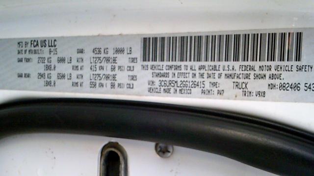 3C6UR5ML2GG126415 - 2016 RAM 2500 SLT WHITE photo 10