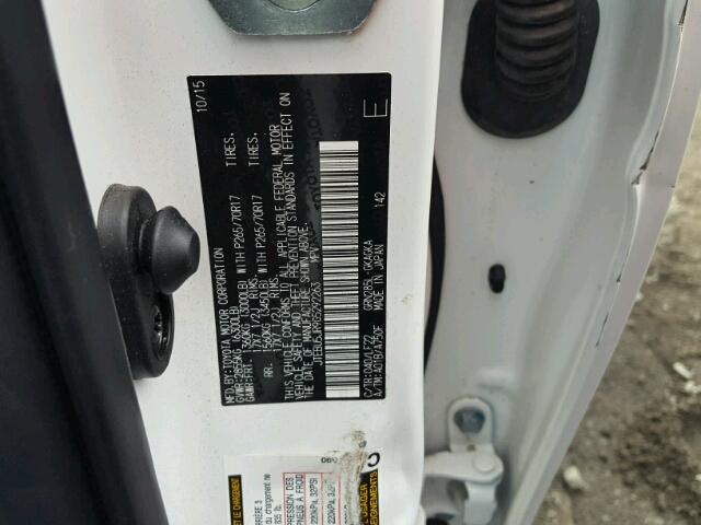 JTEBU5JR9G5292263 - 2016 TOYOTA 4RUNNER SR TWO TONE photo 10