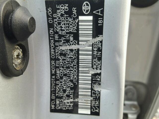 JTDKB20U967070422 - 2006 TOYOTA PRIUS Gümüş foto 10