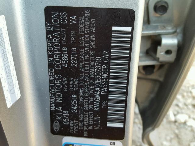 KNAGM4AD1E5073719 - 2014 KIA OPTIMA HYB GRAY photo 10