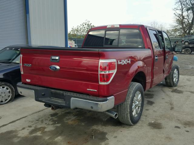 1FTFW1EF0EKD28669 - 2014 FORD F150 SUPER MAROON photo 4