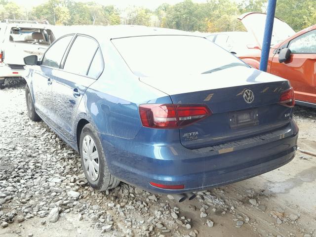 3VW267AJXGM414978 - 2016 VOLKSWAGEN JETTA S 蓝色 照片 3