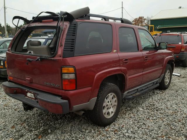 1GNEK13T34R257402 - 2004 CHEVROLET TAHOE K150 MAROON photo 4