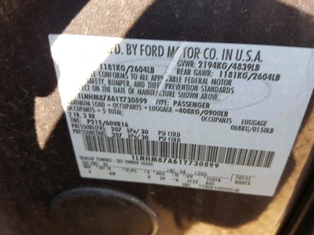 1LNHM87A61Y730899 - 2001 LINCOLN LS GRAY photo 10