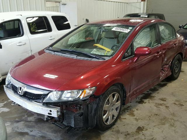 19XFA16599E051808 - 2009 HONDA CIVIC LX MAROON photo 2