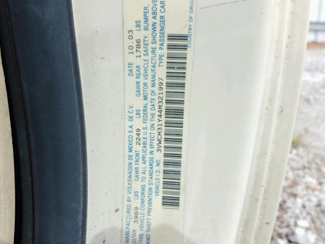 3VWCM31Y44M321997 - 2004 VOLKSWAGEN NEW BEETLE Krem foto 10