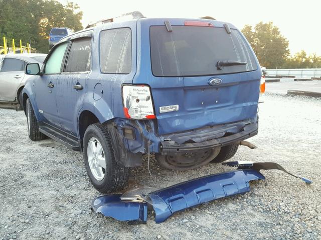 1FMCU03108KD22932 - 2008 FORD ESCAPE XLT BLUE photo 3