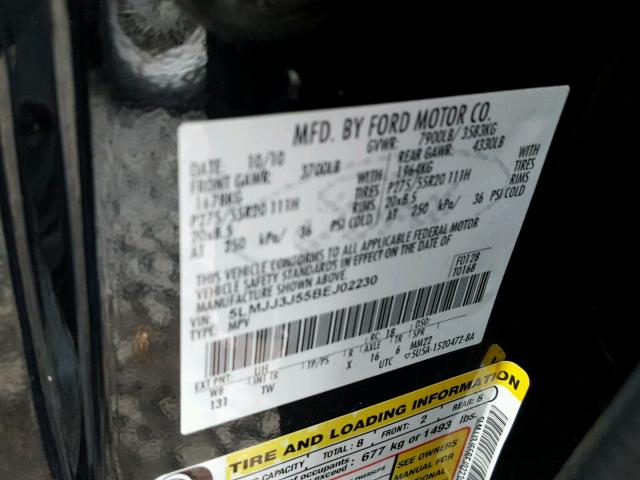 5LMJJ3J55BEJ02230 - 2011 LINCOLN NAVIGATOR BLACK photo 10