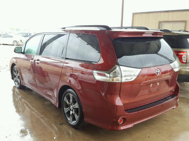 5TDXK3DC0GS742856 - 2016 TOYOTA SIENNA SE MAROON photo 3