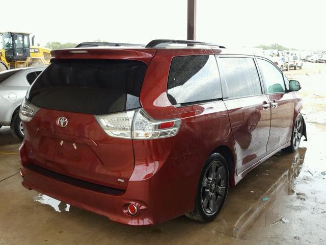 5TDXK3DC0GS742856 - 2016 TOYOTA SIENNA SE MAROON photo 4