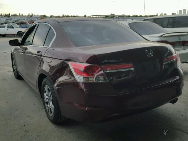 1HGCP2F46CA168465 - 2012 HONDA ACCORD LXP BURGUNDY photo 3