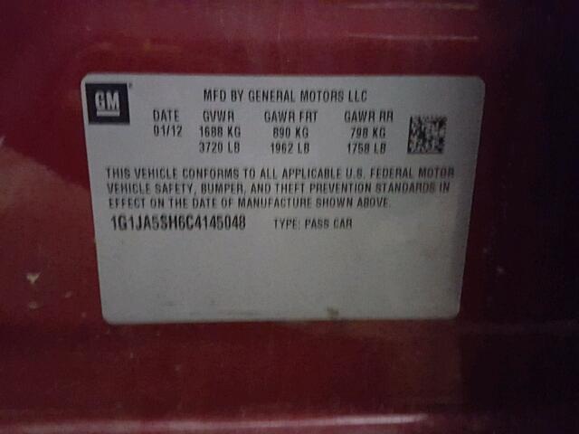1G1JA5SH6C4145048 - 2012 CHEVROLET SONIC LS 红色 照片 10