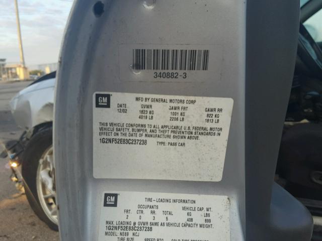 1G2NF52E83C237238 - 2003 PONTIAC GRAND AM S SILVER photo 10