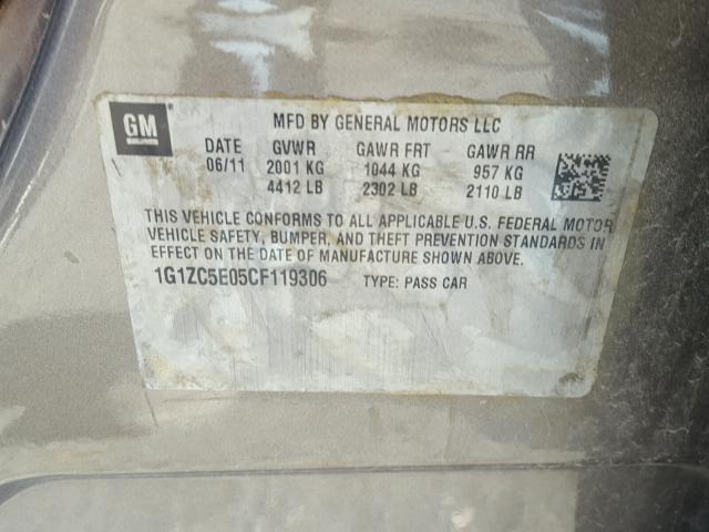 1G1ZC5E05CF119306 - 2012 CHEVROLET MALIBU 1LT BROWN photo 10