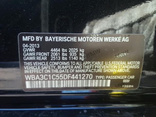 WBA3C1C55DF441270 - 2013 BMW 328 I SULE BLACK photo 10