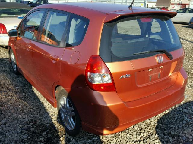 JHMGD376X8S073440 - 2008 HONDA FIT SPORT ORANGE photo 3