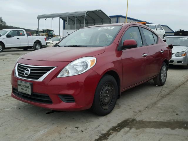 3N1CN7APXEK447991 - 2014 NISSAN VERSA S MAROON photo 2