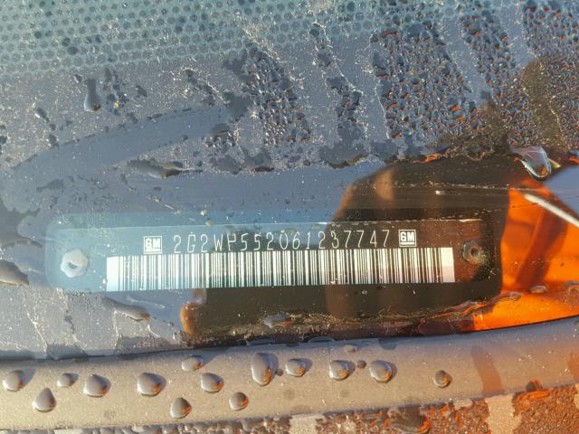 2G2WP552061237747 - 2006 PONTIAC GRAND PRIX BLACK photo 10