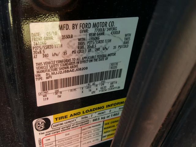 5LMJJ2J58AEJ08208 - 2010 LINCOLN NAVIGATOR BLACK photo 10