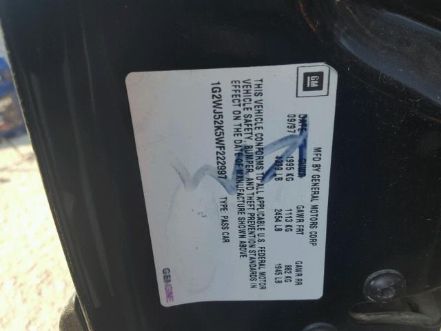 1G2WJ52K5WF222997 - 1998 PONTIAC GRAND PRIX BLACK photo 10