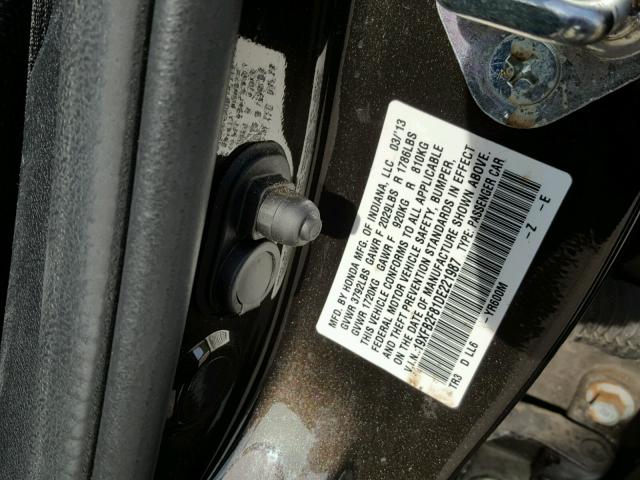 19XFB2F81DE221987 - 2013 HONDA CIVIC EX BROWN photo 10