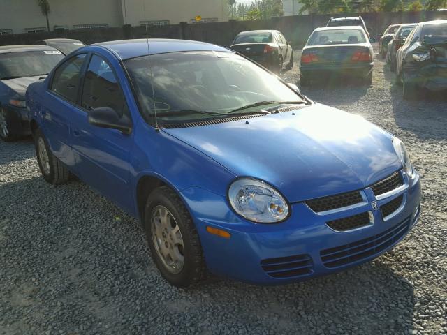 1B3ES56C55D157636 - 2005 DODGE NEON BLUE photo 1