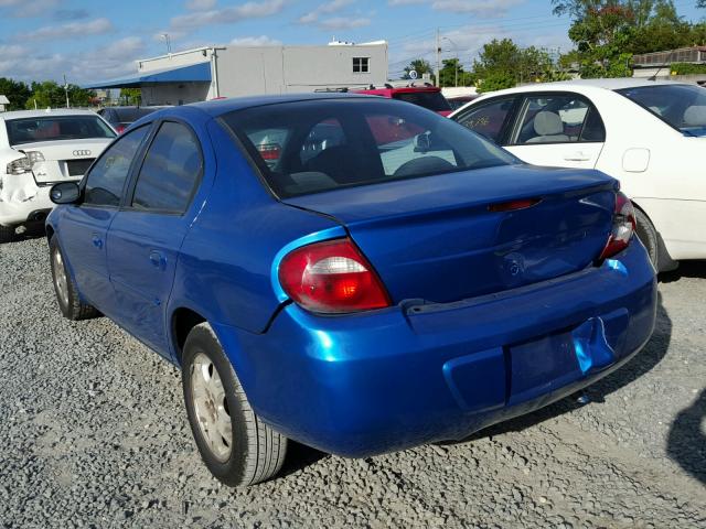 1B3ES56C55D157636 - 2005 DODGE NEON BLUE photo 3