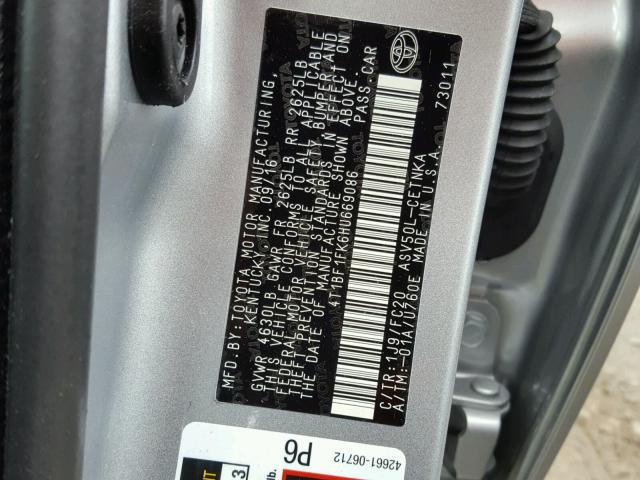4T1BF1FK6HU669086 - 2017 TOYOTA CAMRY LE ვერცხლისფერი ფოტო 10